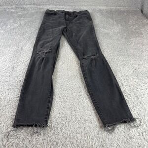 Madewell 9" High Rise Skinny Jeans Distressed Raw Hem‎ Gray Black Wash Size 27